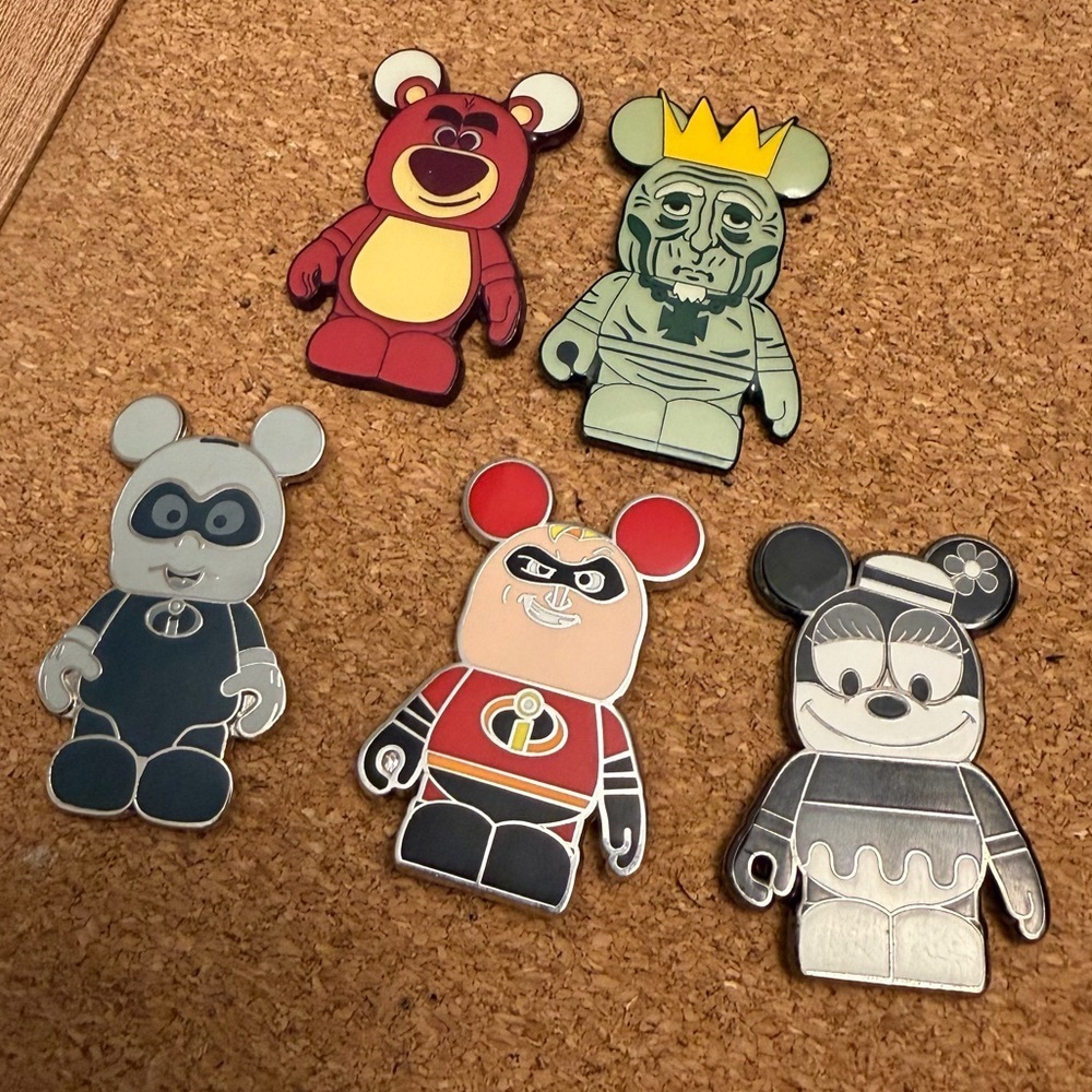 Authentic Disney Miscellaneous Vinylmation Pins Set of 5